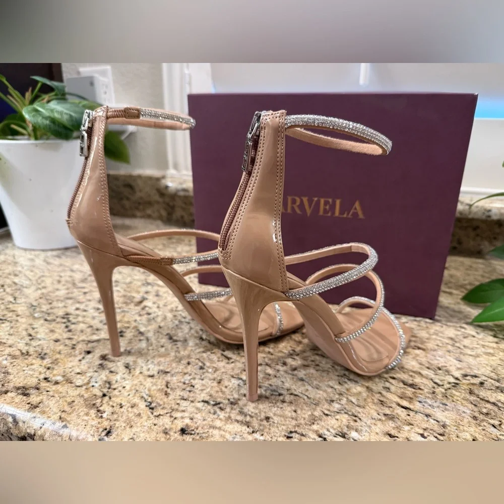 Carvela Caged Ankle Blush Jeweled Dress Sandal Size 41